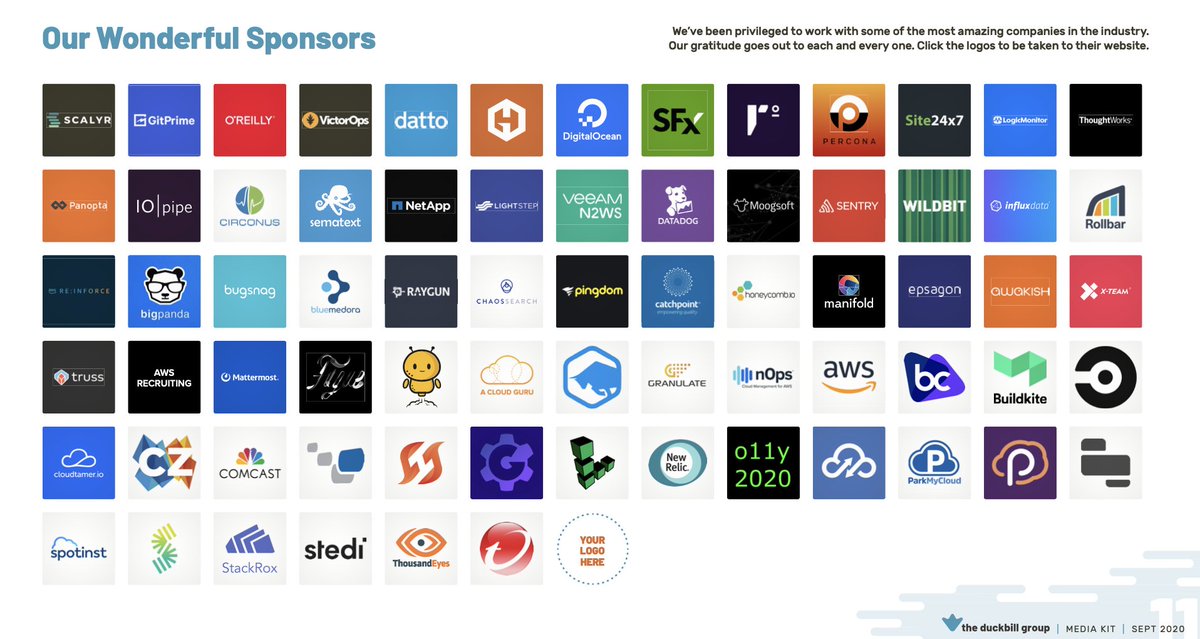 Next we have our own sponsor wall. The honest answer to "who the hell would pay you to market them?!" is "an awful lot of companies." Nobody is going to stop doing business with a company because I taunt them--but they might hear about you for the first time while I do it.