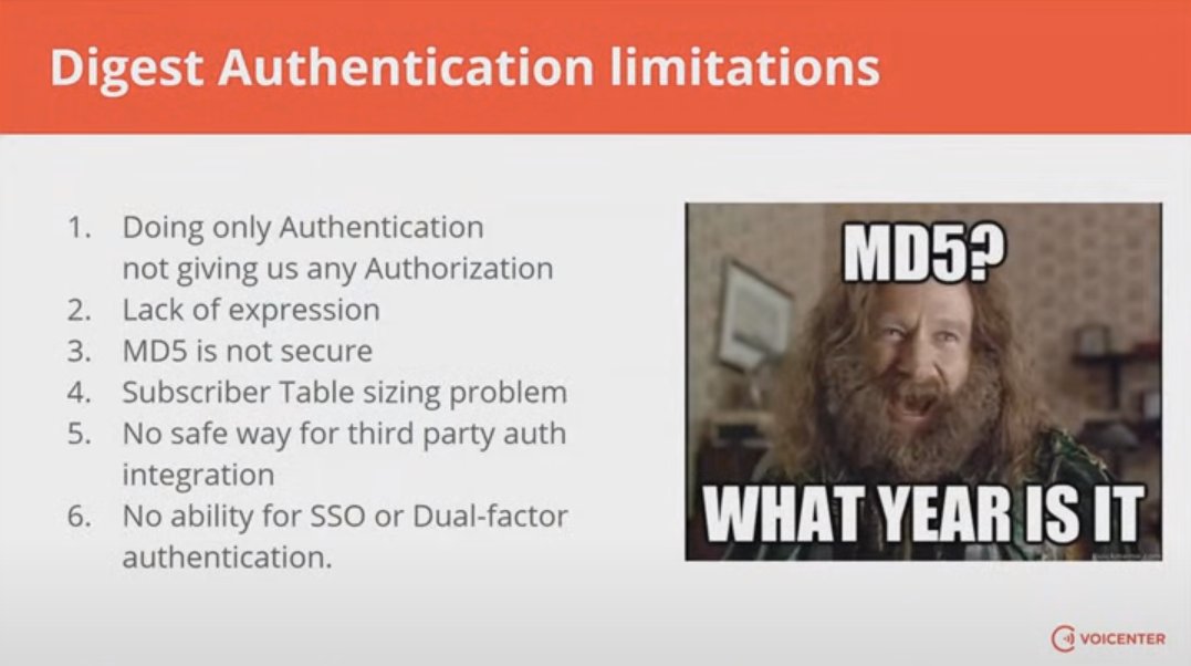 sobomax's tweet image. The RFC8760 made argument #3 obsolete, still it&apos;s an ugly wart. Having learned about JWT method from great presentation by @ShlomiGutman and Vlad Paiu I&apos;d say it won&apos;t make digest irrelevant due to a different use cases. #OpenSIPIt team is pushing adoption of SHA in the meantime!