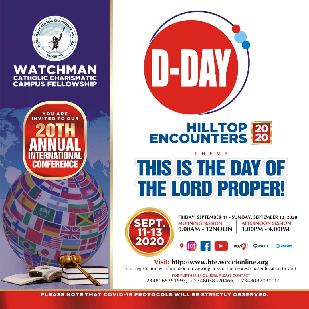 Emmanue23295339's tweet photo. Today is the D-day!
Hilltop Encounters 2020!
Time: 9am
Theme: THIS IS THE DAY OF THE LORD PROPER!
Visit https://t.co/Spm4JjOPHJ for registration.
#HillTopEncounters2020
#HTE2020
#WatchmanCampus
#ThisIsTheDayOfTheLordProper
@WatchmanCampus
@Chinemeludavidn
@Paulchibuike20 https://t.co/a9ZWdXy8Xq