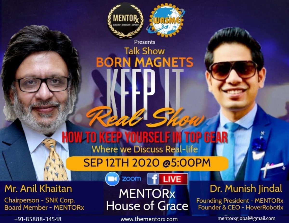 jindalmunish's tweet photo. #MENTORx & #WASME
Presents
BORN MAGNETS
#HoverRobotix #Brand #Ambassadors welcome to join
Date: Sep 12, 2020
Time: 05:00 PM-6:00 PM (IST GMT +5:30)
FB Live: https://t.co/7diWS7VJsC
mentorxglobal@gmail.com
https://t.co/1reApdMW1F
For free registration reach @+91-85888-34548 https://t.co/mEpDeqSFBC