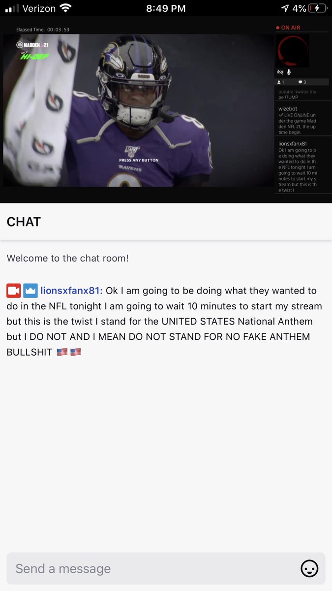 BrettHensel1's tweet photo. https://t.co/wkz5GCfxyc and if you would kneel during the National Anthem do not join my stream #USA https://t.co/wsCmAztDfk