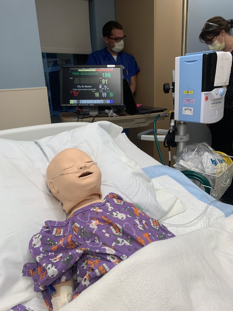 First mock code of the academic year in the picu with a sim baby who visually takes breaths and can be Intubated! Run by our fabulous PD, Dr Garber!