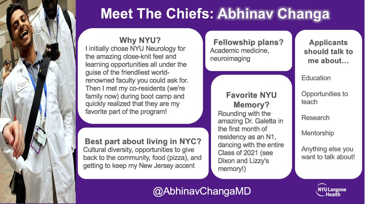 NYU Neurology Residency (@nyuneurologyres) on Twitter photo Meet our chiefs! <a href="/AbhinavChangaMD/">Abhinav R. Changa</a> says it all: “we’re family now.” DM him with any questions! #NeuroTwitterNetwork @NMatch2021 Meet our chiefs! <a href="/AbhinavChangaMD/">Abhinav R. Changa</a> says it all: “we’re family now.” DM him with any questions! #NeuroTwitterNetwork @NMatch2021
