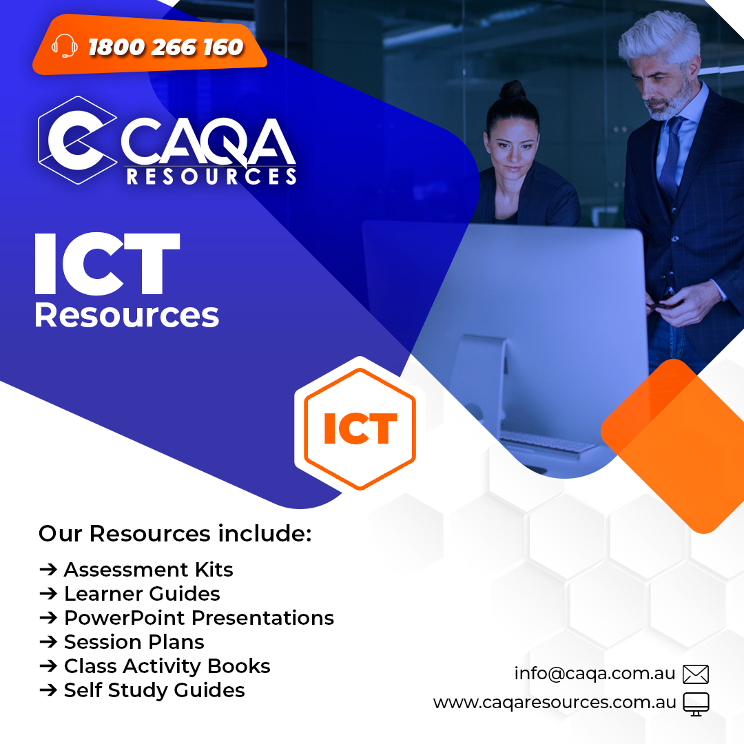 New ICT Resources are ready to deliver!

Place your #order today, visit caqaresources.com.au and get 40% off. 

Use code: GET40

Email us at info@caqa.com.au for elective preferences.

#ICT30120 #ICT40120 #ICT50120 #ICT60120
#TrainingPackages #TrainingResources #rtoResources