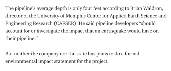 Memphis sits on the New Madrid Fault and a CAESER researcher was like yeah, the pipeline folks need to figure out what a quake might do to this pipeline.