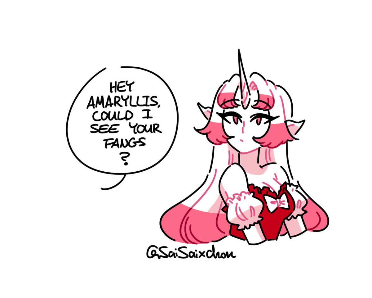 Amaryllis has fangs, but it's hard to see them bc she never has her mouth open wide enough ??✨ 