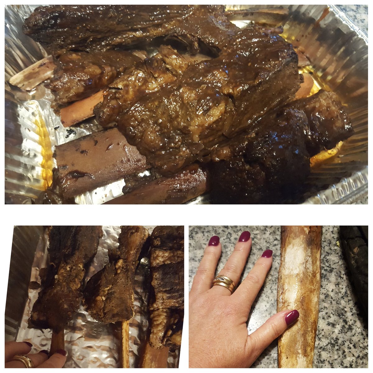Kelian_NE's tweet photo. 1st time making #beef ribs. Thx s/o to @DelltheDude for some tips! Fell off the bone clean! Big bones left #kitchentherapy #lownslow #ribs #nomnomnom #steakonastick #BBQ https://t.co/BOwqTHlOMP