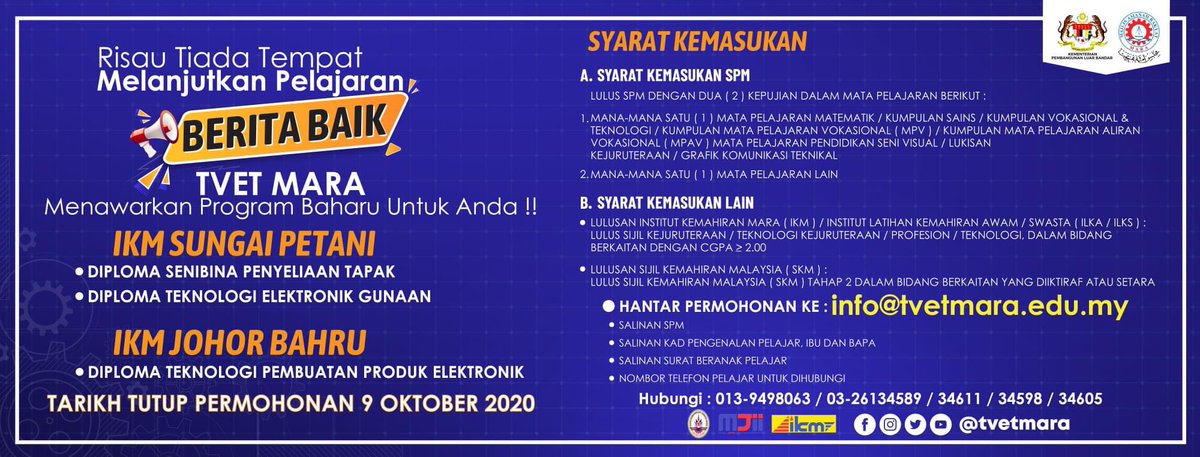 Tvetmara Pa Twitter B E R I T A B A I K Tvet Mara Menawarkan Program Baharu Untuk Anda Yang Berminat Dan Memenuhi Syarat Kelayakan Mohon Sekarang