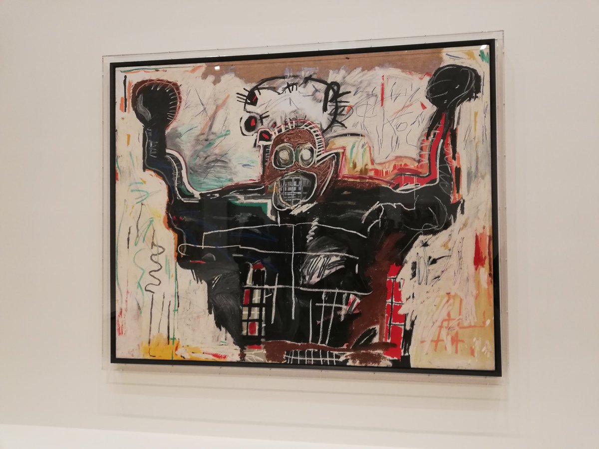 Socksoff1's tweet photo. Morning all, very where GMT is concerned. I've had my first snatch of sleep so it's all good. Working away here on the borings but over 8r π #tweetbreak. Meantime here's some #artwork from #Basquiat #Schiele #exhibition I went to #Paris 2018. Chairs a collab #Warhol / Basquiat https://t.co/i6jBnieV1k