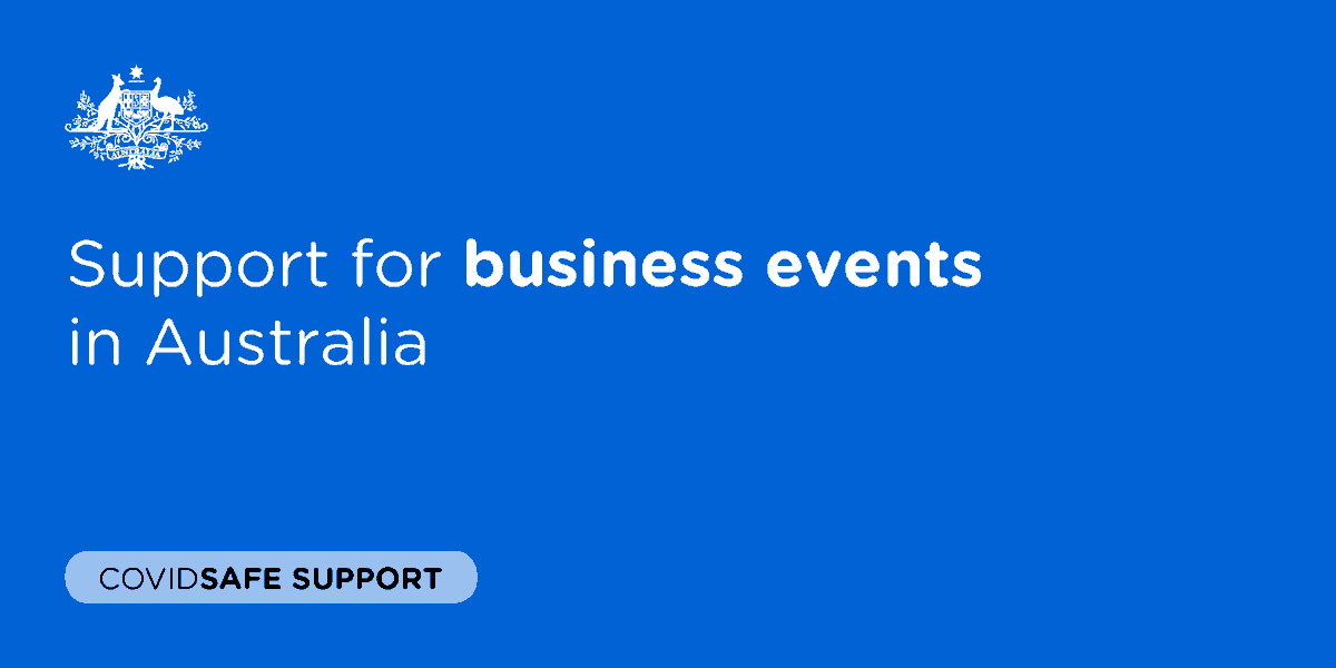 ausgov's tweet photo. The Australian Government will invest $50 million to restart Australia’s business events sector, which supports jobs in tourism and hospitality. 

Read more: https://t.co/7fNhmvLdcS https://t.co/iGuQv6ic46