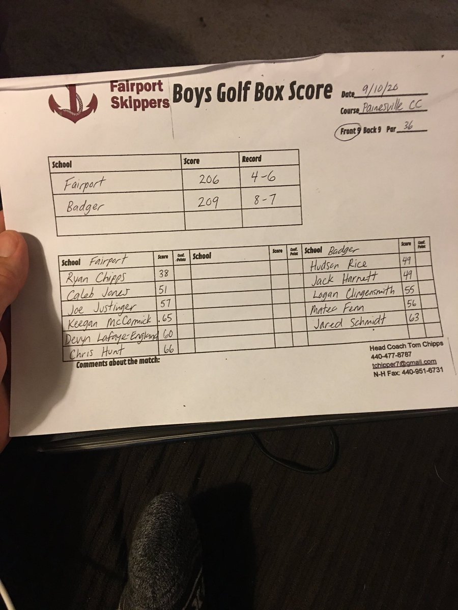 GolfFairport's tweet photo. Skipper Golf records a W over Badger today by three strokes! https://t.co/O6tDJ3X4rj
