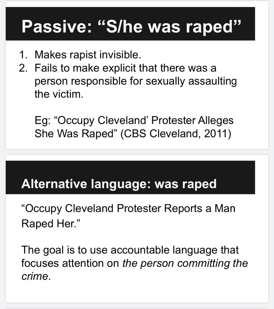 I ask subeditors to FLIP language in rape cases. Focus shifts