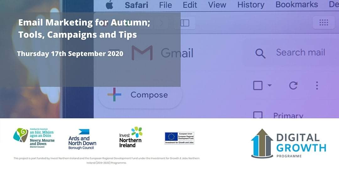 DigitalGrowthNI's tweet photo. Free webinar for businesses in both @nmdcouncil and @ANDborough council areas - Email Marketing for Autumn: Tools, Campaigns and Tips on Thurs 17 September @ 9:30am
To register https://t.co/MhAUJVpSKi https://t.co/qXz8iezG7l