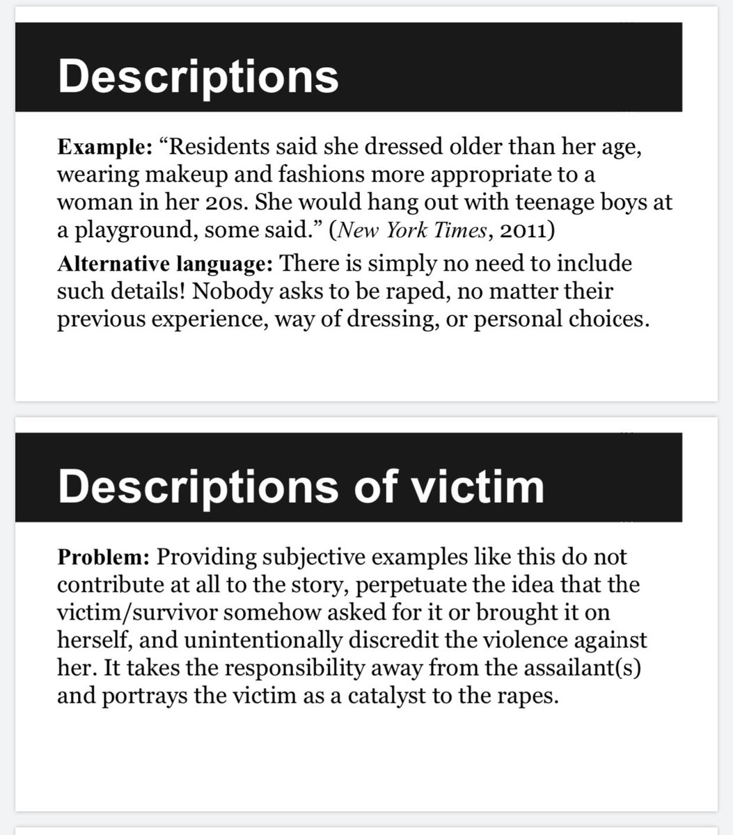 Reporting usually focuses on detailed descriptions but rape case reporting demands a totally different approach. NO DETAILS of this sort needed