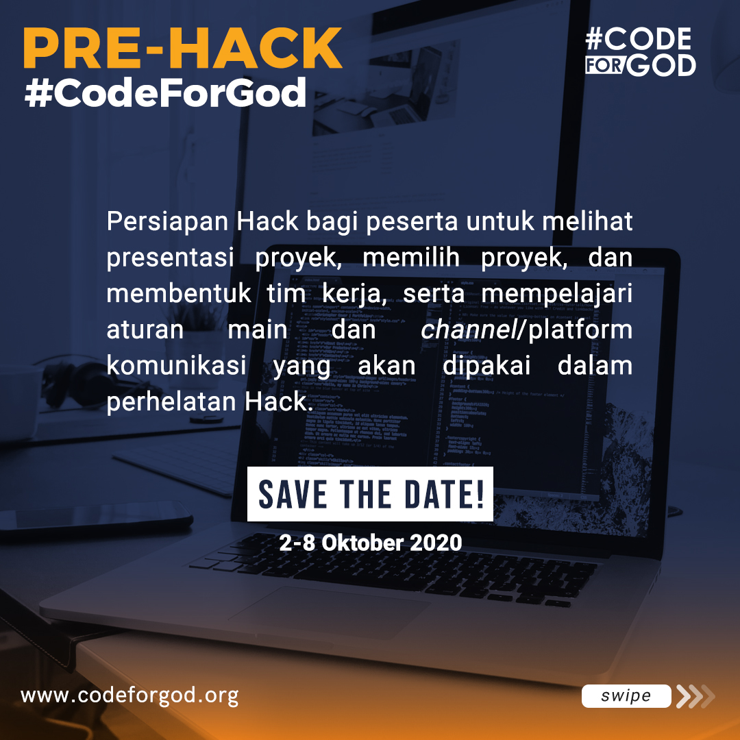 codeforgod's tweet photo. Akhirnya, informasi ttg Pre-Hack rilis jg. Ini sdh ditunggu-tunggu oleh teman2 &amp; bikin penasaran.
Nah sekarang, tetapkan hatimu utk lakukan register di #CodeForGod &amp; lanjut terus ikuti tahapannya. 
Info selengkapnya:https://t.co/FzMFhYpUlW

#programmerkristen
#SABDA
#YLSA
#IT4God https://t.co/gwHzD8KFRZ