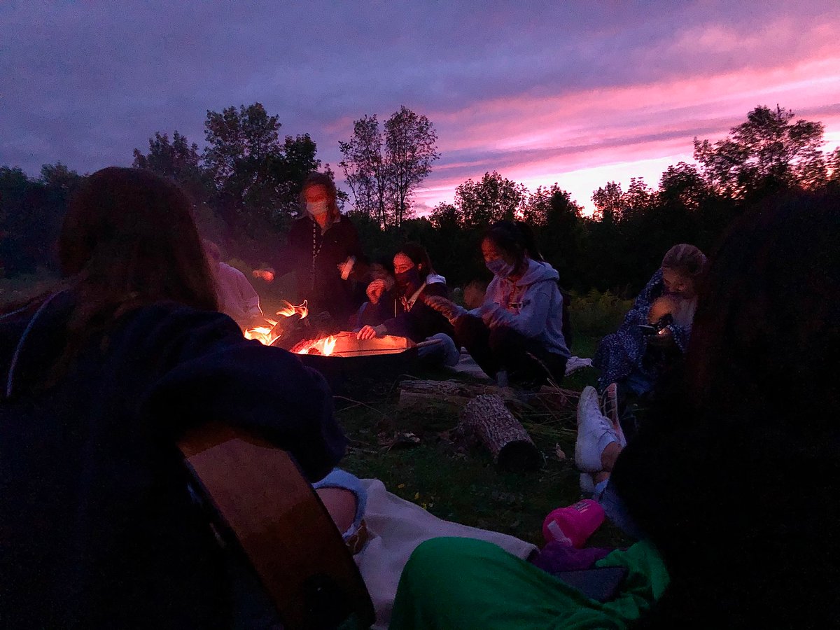rhigilbart's tweet photo. Lessons for our new #LakefieldCollege girls on day one: s’mores stick to masks but instrumental campfire songs still sound pretty great! #OutdoorsEveryday https://t.co/KttHdJqFnc