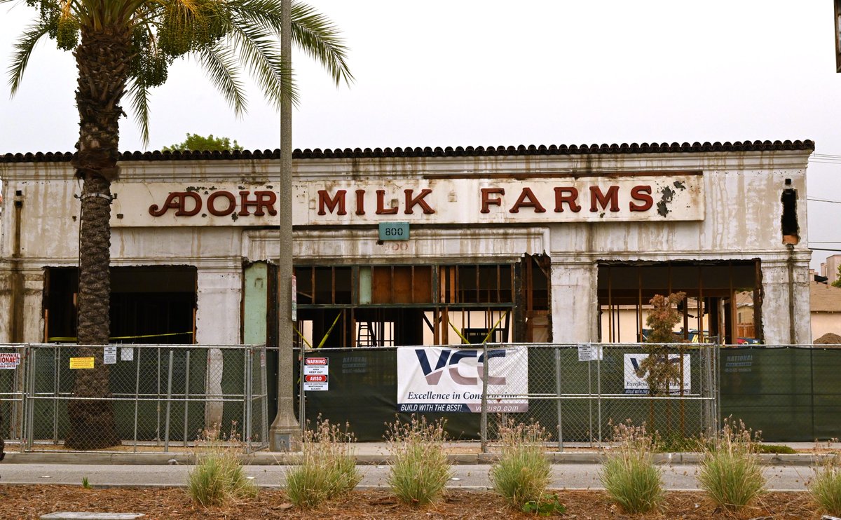 photowkb's tweet photo. Vintage Adohr Milk Farms uncovered along Route 66's Arroyo Parkway after for almost 40 years. Howling Rays, a Nashville based Hot Chicken plans to move into the building and save the sign. #hotchicken #adohrfarms #nilk #pasadena #losangeles #California @PasadenaGov #photography https://t.co/oksK7mrifc