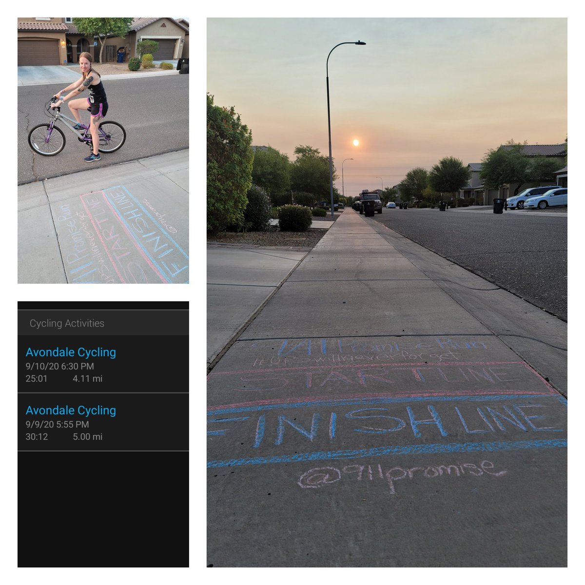 9/11 Promise Run&Bike. Signed up for run, decided to do both during my shakeout run tonight. Hopped on my bike after to complete the remaining miles. Ready for the 9.11 Run tomorrow. Team UPS United in Purpose & Strength #UPSwillneverforget @911PromiseRun @DesertMTUPSers