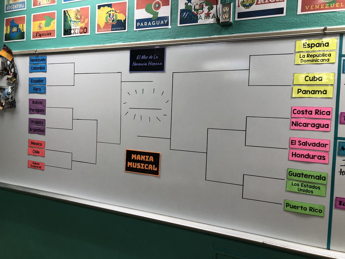 srtareagan's tweet photo. Today we got to begin our music bracket challenge for the upcoming Hispanic Heritage month! 🎶👍🏼 https://t.co/B5fLRggg7X
