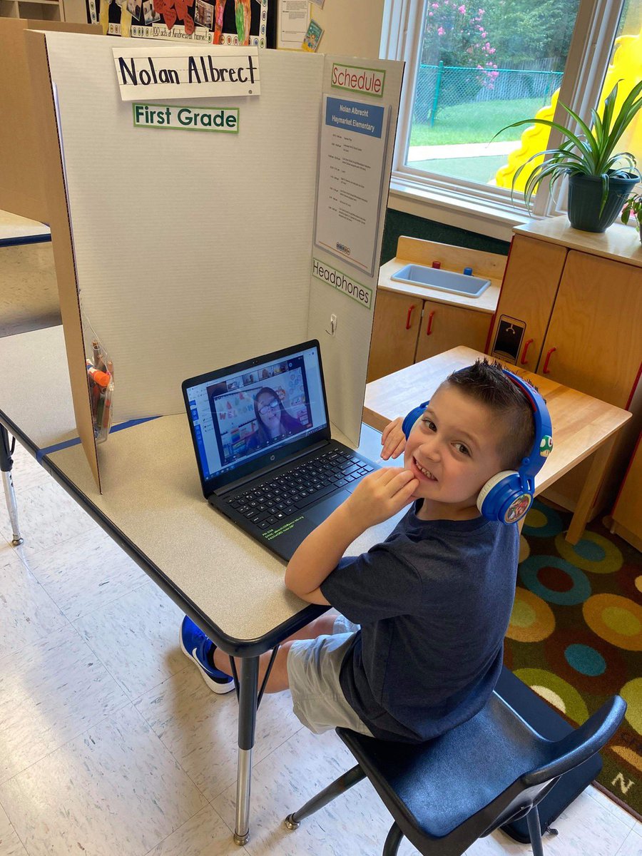 NoliSmom's tweet photo. 1st week of virtual learning is almost done! I think it has been more stressful on me than Nolan because I cannot he there to help him, but he’s making me a proud mama and loves being back in “school” 💙 #1stgradestrong @HaymarketCubs @jocelynsv https://t.co/OJjsORPIQy