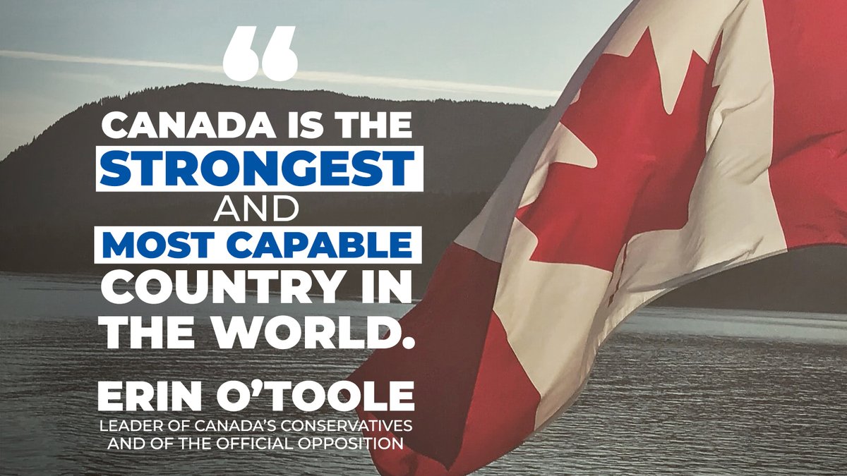 Here's exhibit B. I'm not sure what O'Toole thinks he's saying but I'm sure he doesn't care. He's just stroking our ego. I'm proud to be Canadian too, guy. But the world is complex, and being a great nation means more than just shouting that we're great.  #cdnpoli 6/12