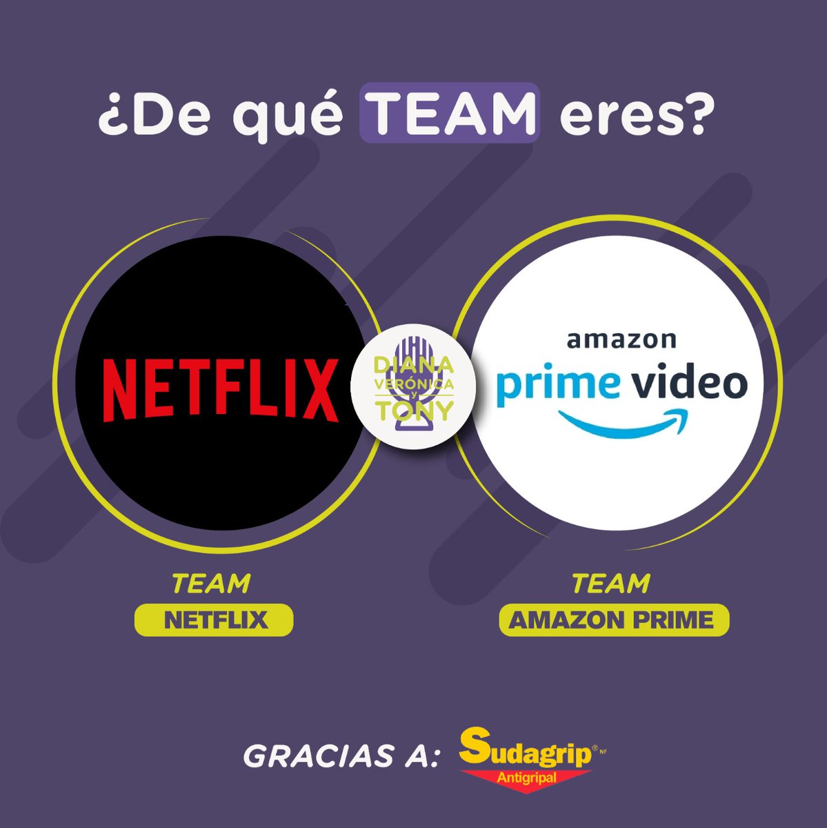dianavytony's tweet photo. 🖥️ Para ver series o películas ¿de qué TEAM eres?
#TeamNetflix o #TeamAmazonPrime https://t.co/Ura0qxqMEg