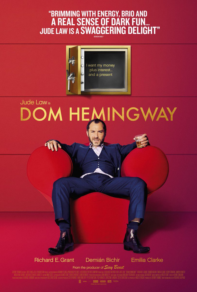 JoeFavalaro's tweet photo. It makes me really irritated that not enough people have seen @SaltyShep’s Dom Hemingway. Absolutely love this film. The writing is hilarious and fantastic. #domhemingway #plusapresent https://t.co/cqwfhjd3El