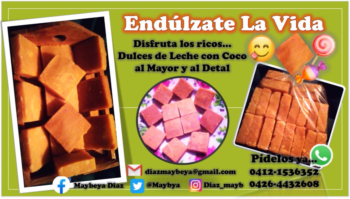 Maybya's tweet photo. Bueno en tiempos Amargos "ENDULZATE LA VIDA", como lo pida así se lo traemos al Mayor y Detal (por unidad) Pida Ya que se Agotan "Dulces de Leche con Coco" / "Tortas Frias Tipo Marquesas" / "Makum" /  🥰 Mejor Imposible 😋 Delibery 🛴🚲🛵🏍🛺🚔✈️🚀 https://t.co/89dfNfmizy