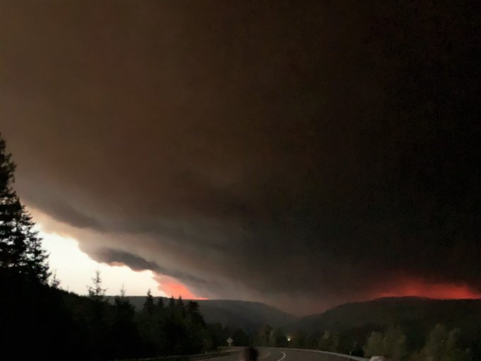 Smoke darkens the sky above the Riverside Fire on September 8, 2020 on the Mt. Hood National Forest in Oregon. Credit: USDA Forest Service Mt. Hood National Forest