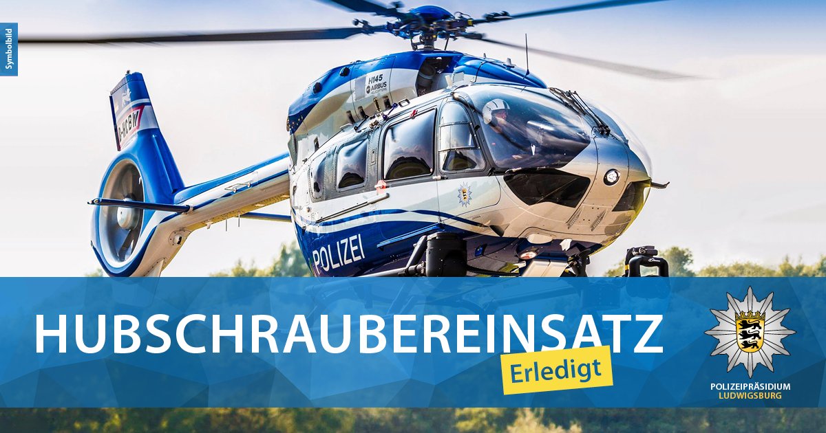 PolizeiLB's tweet photo. Update: Der #Hubschraubereinsatz ist beendet.
unser #Polizeihubschrauber ist zur #Personensuche nach #Graffitisprayer über #Sindelfingen unterwegs https://t.co/aGHaTeGaap