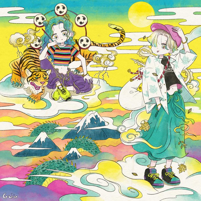 風神雷神図のtwitterイラスト検索結果 古い順