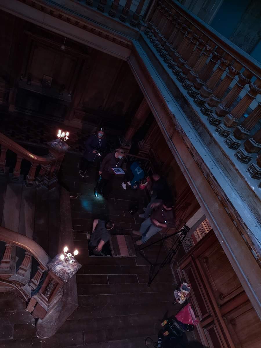 Behind the scenes at yesterday shoots, production crews worked away into the night. We wonder what time of year could be approaching ?