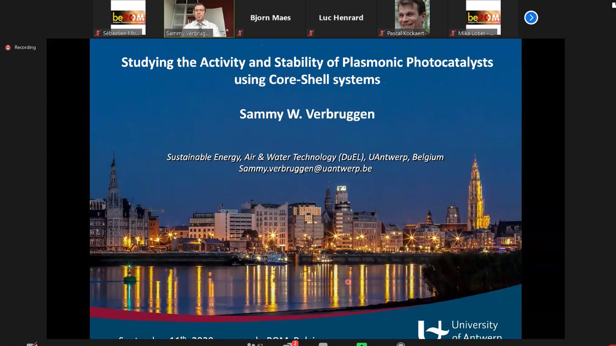 bePhotonMeetup's tweet image. Sammy W. Verbruggen from @BirUantwerpen @UAntwerpen is now presenting his results through his talk entitled &quot;Studying the Activity and Stability of #Plasmonic #Photocatalysts using #CoreShell systems&quot;

#bePOM20