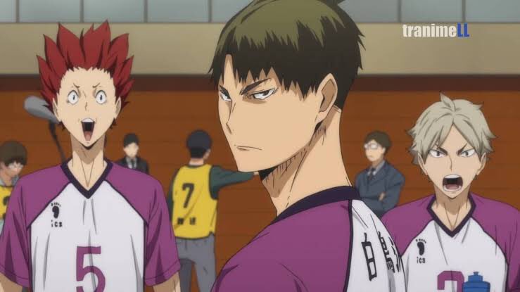 Haikyuu S3 (8.9/10)It's the start of the game against Shiratorizawa, and Karasuno's supporters are there to cheer the team on. The starting players of both teams are introduced to the audience and the first match begins with Ushijima scoring a kill off Nishinoya.
