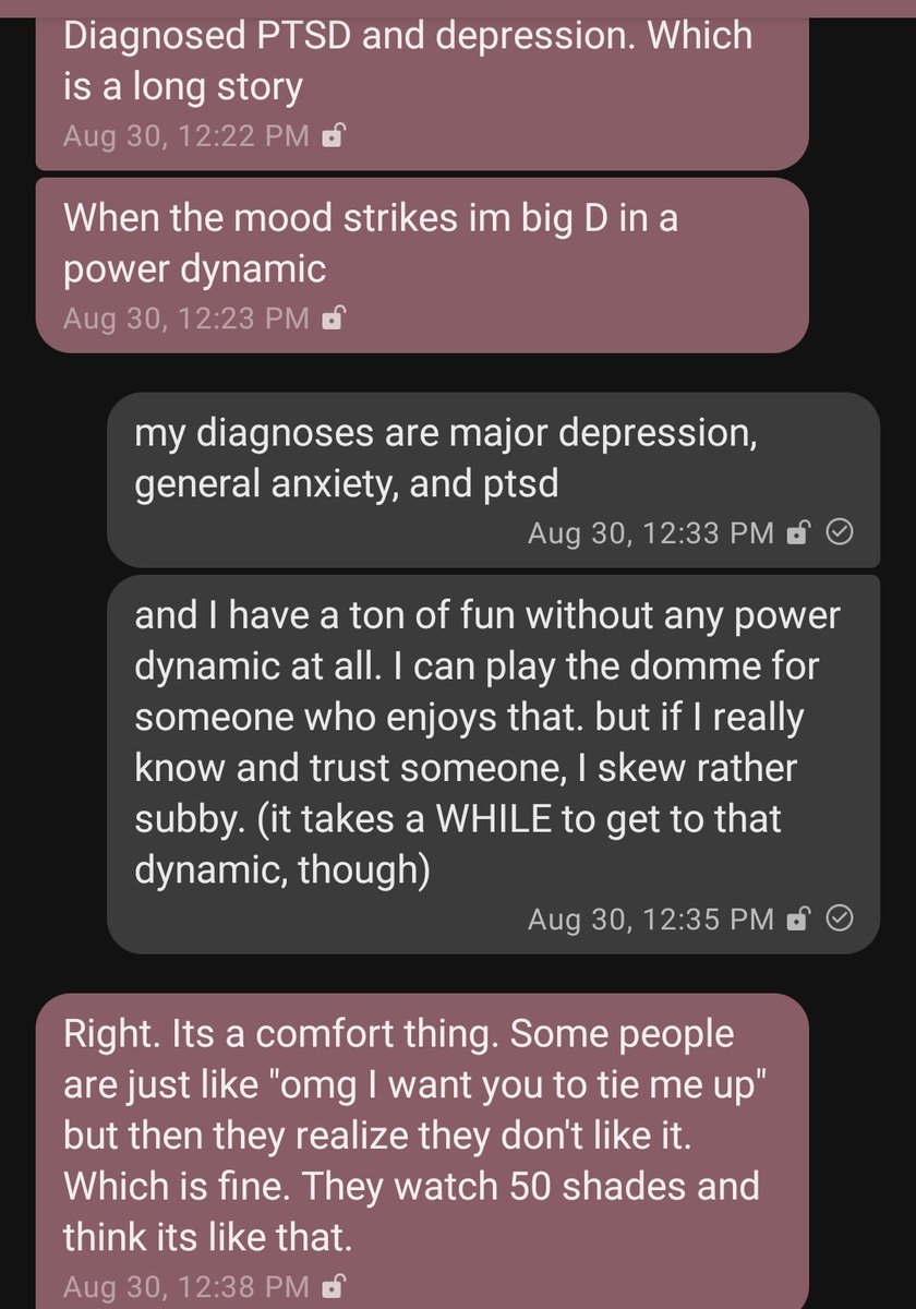 A good way to tell if you're talking to a genuine kinkster is if they discuss it in terms of themselves, what they like and what they're willing to do. Real kinksters don't put any expectations on anyone else.
