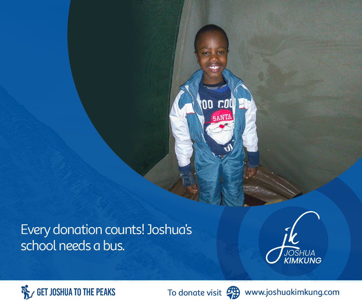 JoshuaKimkung's tweet image. I can&apos;t do this without you. My school has over 1500 pupils and are in need of a school bus.
Donations of any amount are well appreciated. Donate:  changa.page.link/svNwY
#getjoshuatothepeak #hikewithjoshua
Mchanga Mpesa Details: Paybill No. 891300 Account: 35703

Thank you