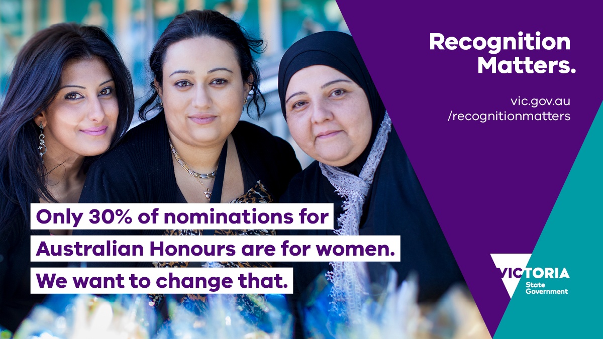 Acknowledging the contributions of Australian women is critical to advancing gender equality. Help to put women’s achievements on the public record by nominating an exceptional woman for Australian Honours:
vic.gov.au/how-to-nominat… #RecognitionMatters