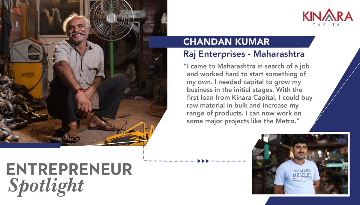 KinaraCapital's tweet photo. This week's #EntrepreneurSpotlight shines on Chandan who never takes his eye off the ball. In his words, "I started off with a team of 4 employees, now my business has grown to 12 employees with an increased turnover of 5X." 🏆#KinaraCapital #FundingYourFuture #WeLoveOurCustomers https://t.co/oNL4w2DExa