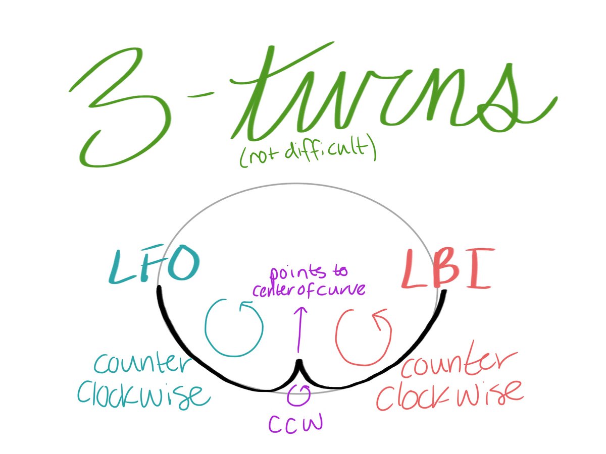 Here are the example ice tracings I drew for each LFO turn. The blue is the entrance edge and the pink is the exit edge.