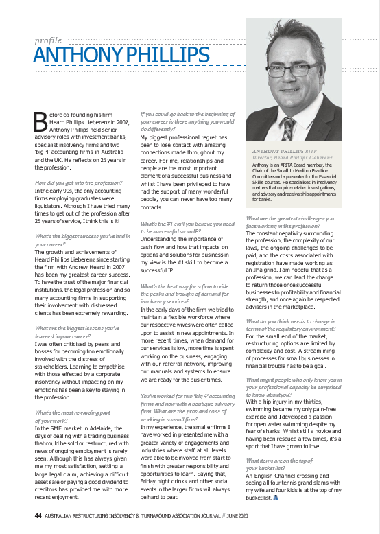 HPL_Advisory's tweet photo. Anthony Phillips Director of Heard Phillips Lieberenz was recently interviewed for a profile story in a recent edition of the ARITA Journal (which we now share with you). Anthony was re-appointed to the ARITA National Board earlier this year. https://t.co/KRNeP7b5lQ