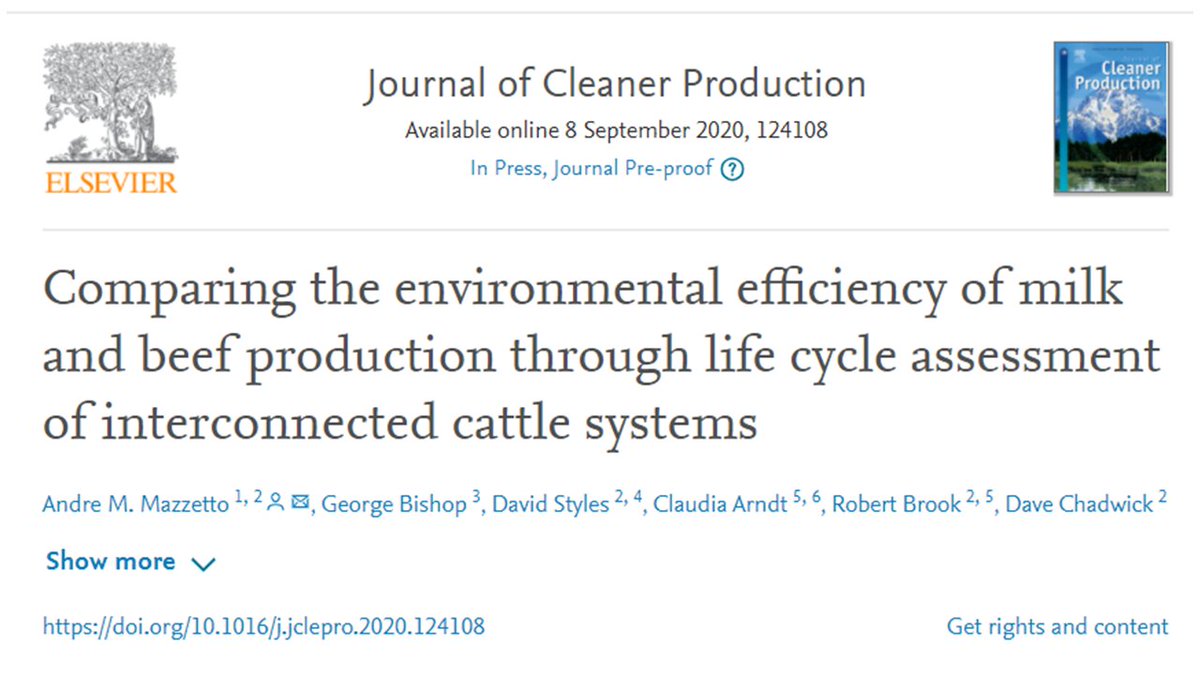 Happy to share our new paper: "Comparing the environmental efficiency of milk and beef production through life cycle assessment of interconnected cattle systems" https://www.sciencedirect.com/science/article/abs/pii/S0959652620341536It is a bit complicated, but hold my hand, and I will explain in a thread: