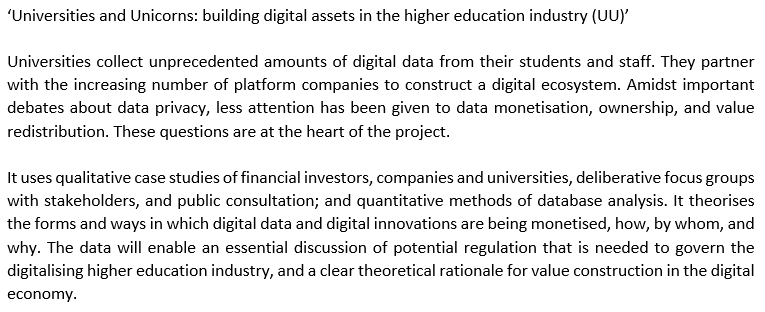 J_Kom_'s tweet photo. Incredibly excited and grateful for being awarded the @ESRC (𝗡𝗜𝗚) to launch a 2.5-year interdisciplinary project exploring the rise of rentiership and digital assets in higher education and #EdTech. Looking forward to working with @keanbirch and 𝗦𝗮𝗺 𝗦𝗲𝗹𝗹𝗮𝗿 as CIs. https://t.co/AHXb0eGISK