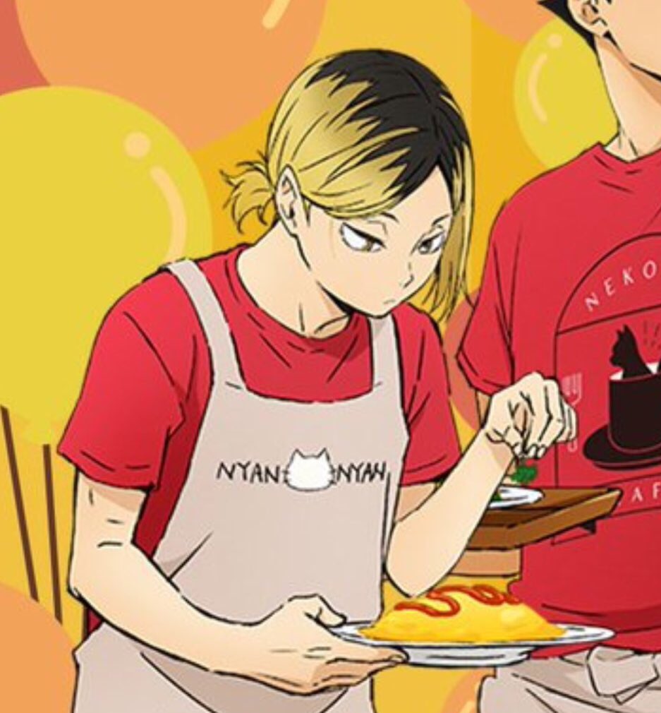 kenma with his hair up in a ponytail lives in my mind rent free 