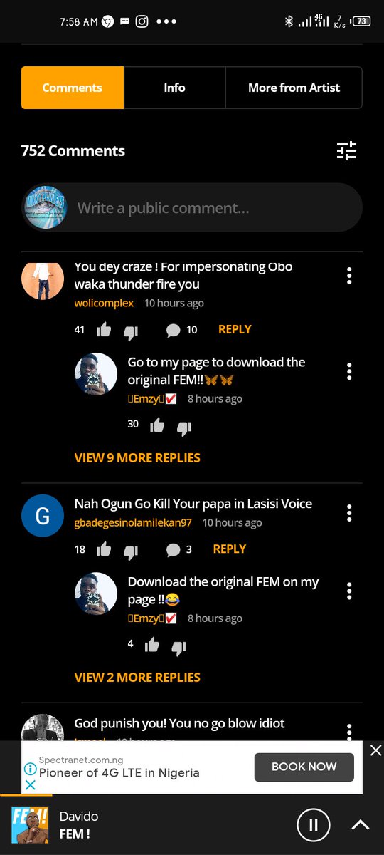 HelpCampus's tweet image. Davido 

Okay i went to audiomack as an Android user to cruise my own soup of FEM 
Then i saw this .. Doubting i went to check comment section . Lo and behold it was an upcoming artist tryna get known .. see my pained nigerian response to him