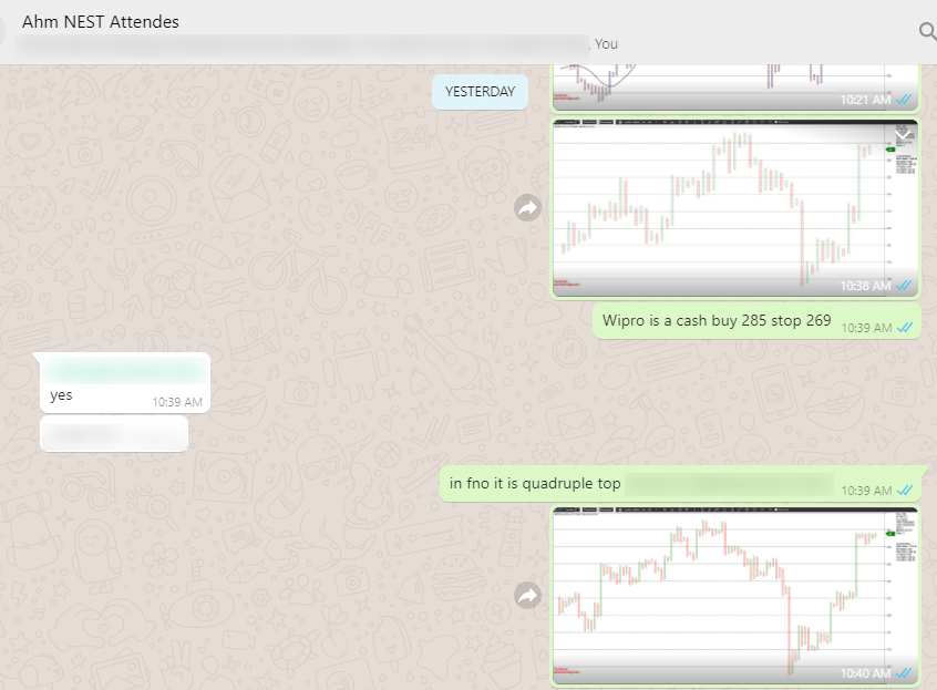 srvithal388's tweet photo. #Wipro - This was a trade taken yesterday at #AhmedabadNest.
Analyzing it live.
Rare Pattern #QuadrupleTopBuy on 0.5% for FNO
and #SuperPatternBullish on 1% for Cash Buy. https://t.co/CaNAYH7TGz
