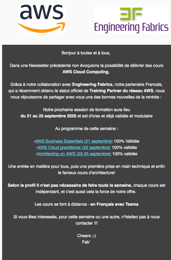 nitroxis_sprl's tweet photo. notre Newsletter spéciale #AWS #cloudcomputing pour Septembre est sortie @Efourn 

A consommer sans modération 

https://t.co/s7gNaUtnv3

#infosec #training #certification https://t.co/HO3Y1FzZ8F