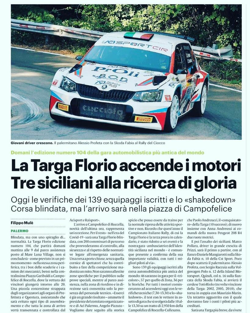 AleProfetaRally's tweet photo. Ieri giornata pensante con ricognizioni e test collettivi, oggi shakedown. 

🇮🇹 A. Profeta
🇮🇹 S. Raccuia
Aci Team Italia 

#AlessioProfeta #CIR #AciTeamItalia #Pirelli #targaflorio #acursa #Rallytime #ProfetaRaccuia #PrOli #IslandMotorsport https://t.co/2laoh3hLRN https://t.co/L6KMyxGaXF