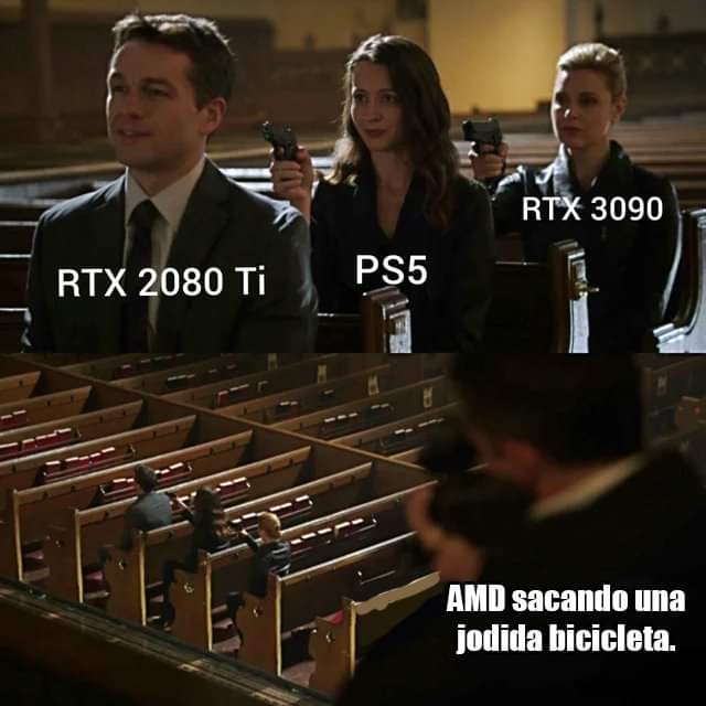 Aesirweb's tweet photo. AMD jugando su propia liga.

#Aesir #AMD #ordenadores #NVIDIA #nvidiartx30 #consolas #Memes #memes2020 https://t.co/nDidPOnnX0