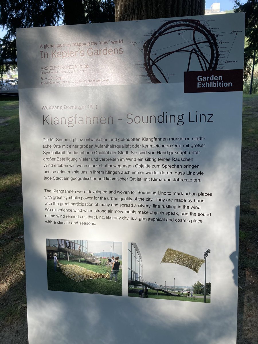 Sonja_Schachi's tweet image. Keplers Garden @jkulinz @ArsElectronica @wdorninger Klangfahnen - Sounding Linz #soundofklangwolke #arselectronica2020 #Autumn #leaves