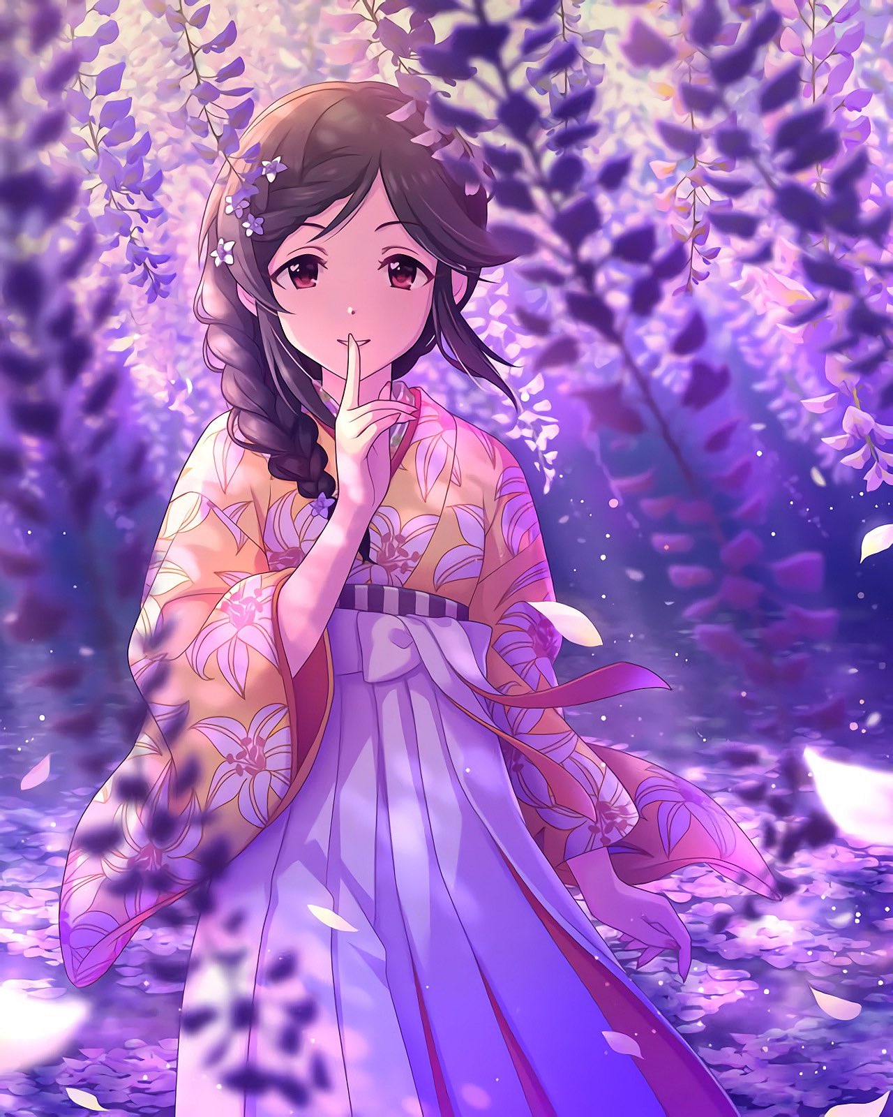 スイp No Twitter ねーーーーーーーー この松山久美子さんの激つよイラスト の藤の花の描き方って まさかまさかもしかしてモバマスで 小粋な町娘 桃井あずきを描いた色彩感覚と服飾センス抜群のパイパー絵師様のイラストなのでわ